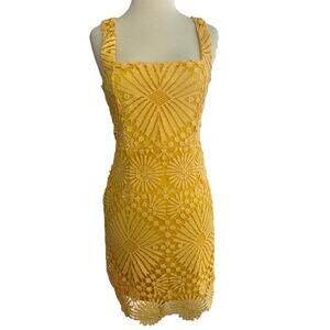 Small Lulus Yellow Lace Knee Length Dress